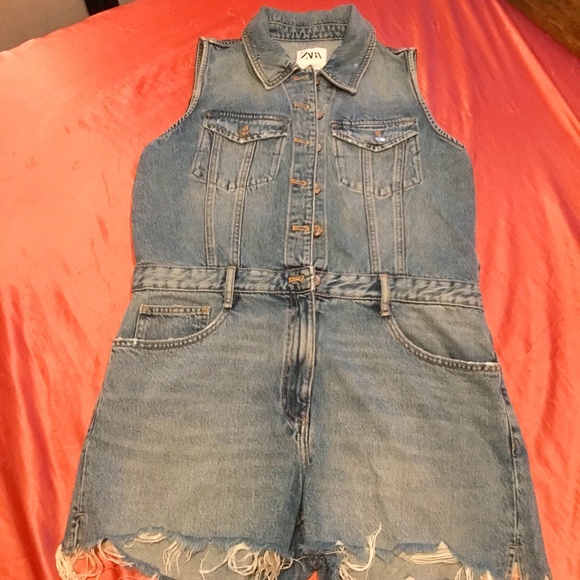 Zara Pants - Zara Denim Romper Shorts Size XL